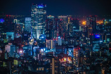Tokyo Metropolitan Hükümet Binası 'nın gözlem güvertesinden Tokyo gece görüşü