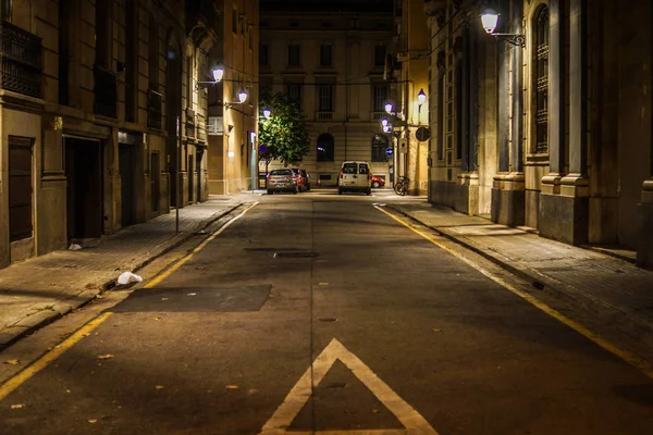 Hiszpania Barcelona Panorama Widok Nocny — Zdjęcie stockowe