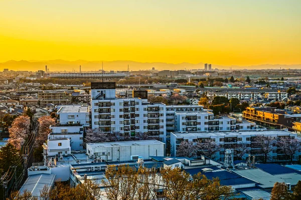 Toits Ville Chofu Qui Est Enveloppé Dans Coucher Soleil — Photo