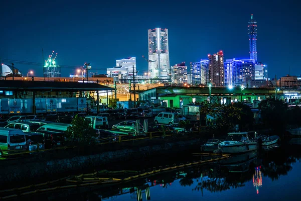 Yokohama Port Ships Yokohama Minato Mirai Night View — Stock Photo, Image