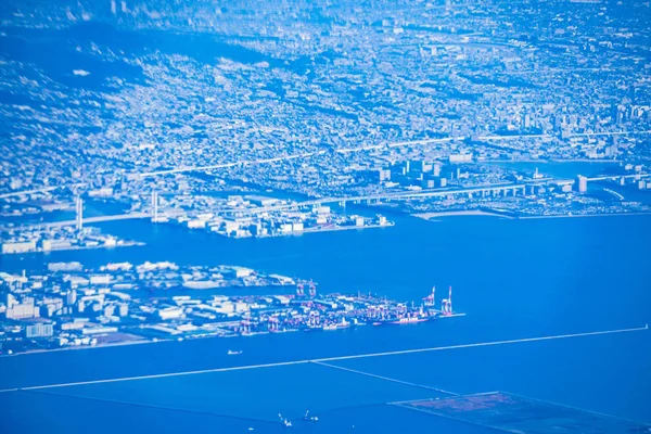 Kobe Townscape Όπως Φαίνεται Από Ένα Αεροπλάνο — Φωτογραφία Αρχείου