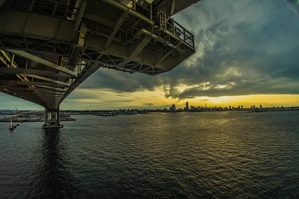 Most Jokohamské Zátoce Spatřen Jokohamské Oblohy — Stock fotografie