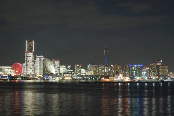 Yokohama Minato Mirai Nattutsikt Vid Tiden För Hela Lyset Upp — Stockfoto