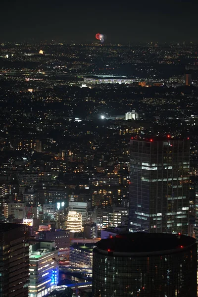 Spettacolo Fuochi Artificio Chofu Visibile Dalla Yokohama Landmark Tower — Foto Stock