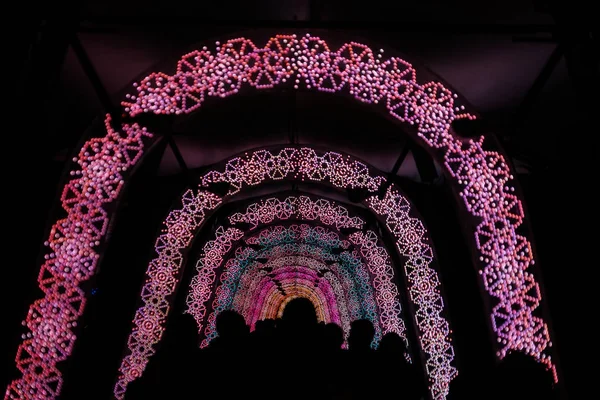 Luz Del Túnel Iluminaciones Navideñas —  Fotos de Stock