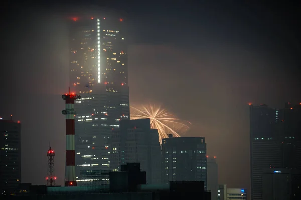 Yokohama Landmark Tower Fuegos Artificiales Twilight Sparkling 2019 — Foto de Stock