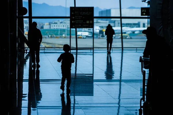 Sala Attesa Silhouette Dell Aeroporto Internazionale Pechino — Foto Stock