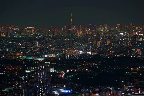 Sky Tree Visible Yokohama Landmark Tower Night — Stockfoto