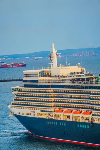 Luxusní Parník Který Viditelný Yokohama Sky Walk Queen Elizabeth — Stock fotografie