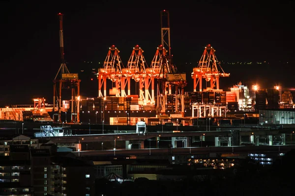 Yokohama Gece Görüşü Limanı Bayshore Rotası — Stok fotoğraf