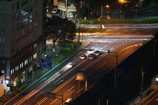 Yokohama Minato Mirai Traffico Notte — Foto Stock