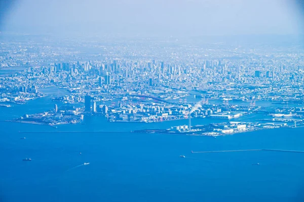 Paisagem Urbana Osaka Vista Avião — Fotografia de Stock