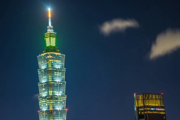 Taipei 101 Visão Noturna Que Visível Partir Xiangshan Taipei — Fotografia de Stock