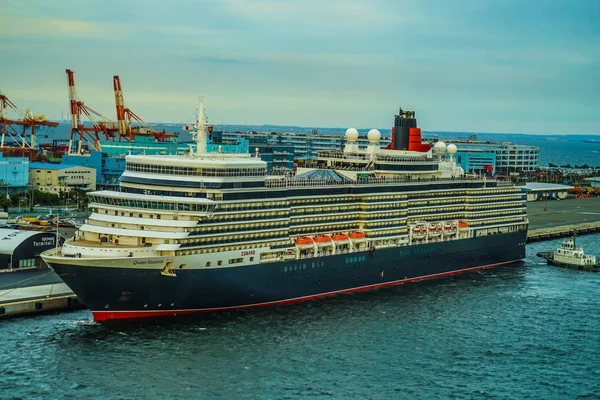 Luxe Lijnschip Dat Zichtbaar Vanaf Yokohama Sky Walk Queen Elizabeth — Stockfoto