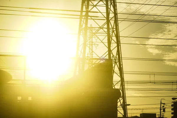 Avond Bouw Van Het Silhouet — Stockfoto