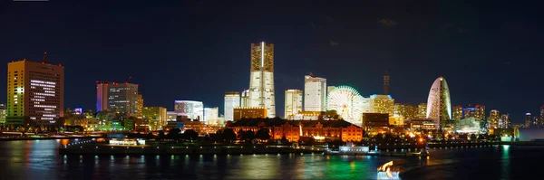 Yokohama Vista Noturna Panorama — Fotografia de Stock