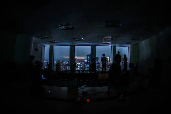 Urban Night View People Silhouette — Stock Photo, Image