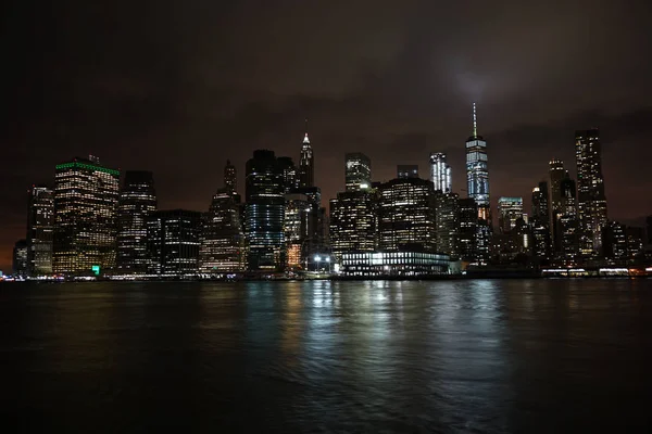 Nowy Jork Manhattan Widok Nocy — Zdjęcie stockowe