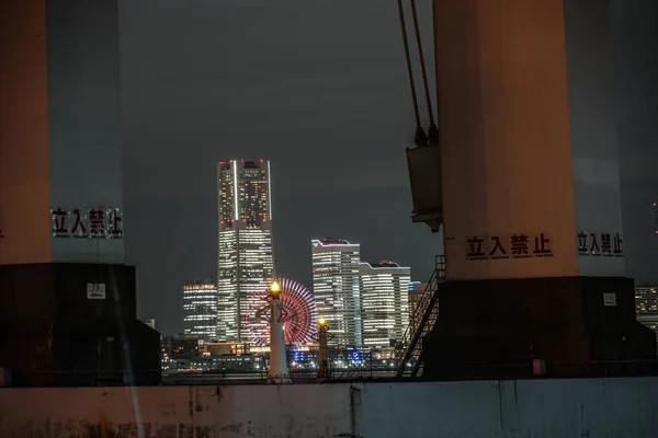 Yokohama Minato Mirai Éjszakai Látvány Épületek Között — Stock Fotó