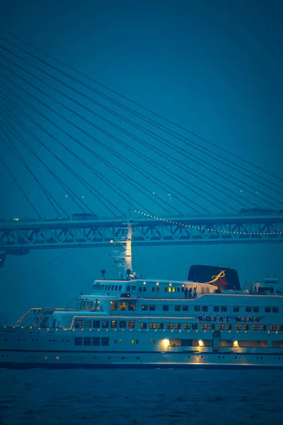 Luxe Lijnschip Yokohama Bay Bridge — Stockfoto
