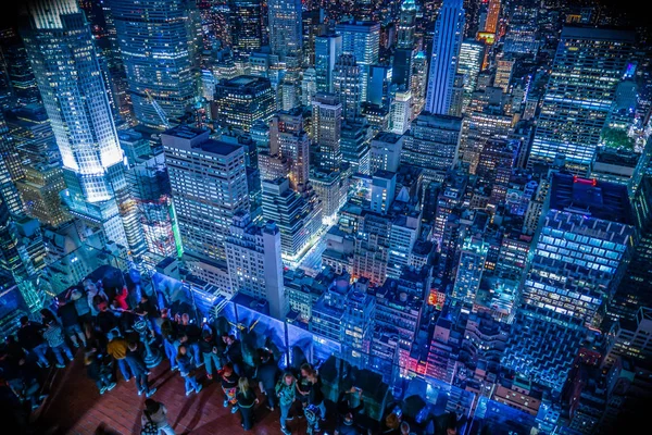 Rockefeller Center Osservatorio Ponte Della Gente Vista Notturna — Foto Stock