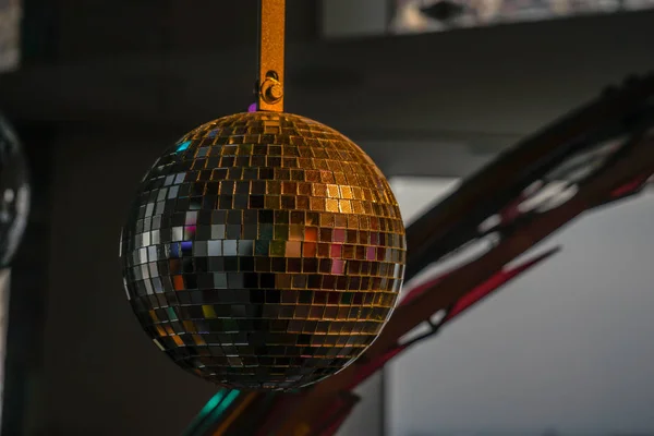 Purple mirror ball, selective focus