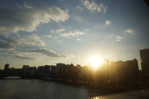 Ποταμός Sumida Όπως Φαίνεται Από Γραμμή Isesaki Tobu — Φωτογραφία Αρχείου