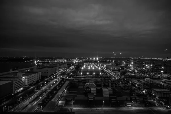 Ночной Вид Одайбу Токийский Контейнерный Терминал — стоковое фото