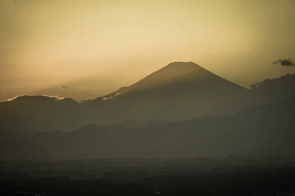 Crépuscule Mont Fuji Qui Est Visible Yokohama Landmark Tower — Photo