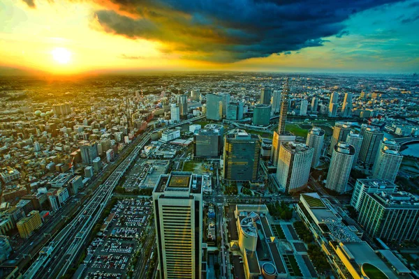 Crepúsculo Visto Yokohama Landmark Tower — Fotografia de Stock