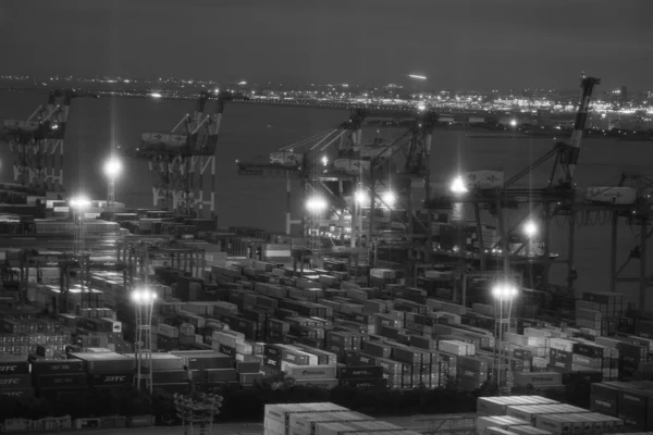 Vista Notturna Odaiba Tokyo Container Terminal — Foto Stock