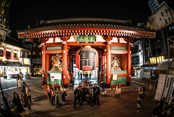 Nacht Kaminarimon Selektiver Fokus — Stockfoto