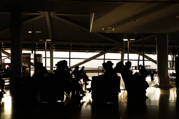 Silhouette People Airport — Stockfoto