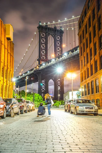 Noite Ponte Manhattan — Fotografia de Stock