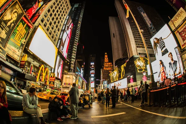 Vista Nocturna Del New York Times Square Timessquare — Foto de Stock