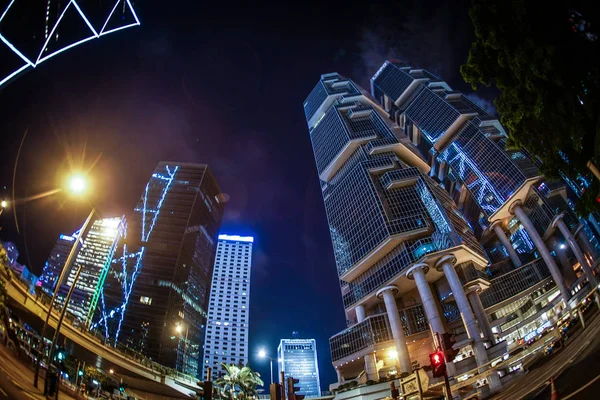 Skyskraporna Hongkong Special Administrative Region Nattutsikt — Stockfoto