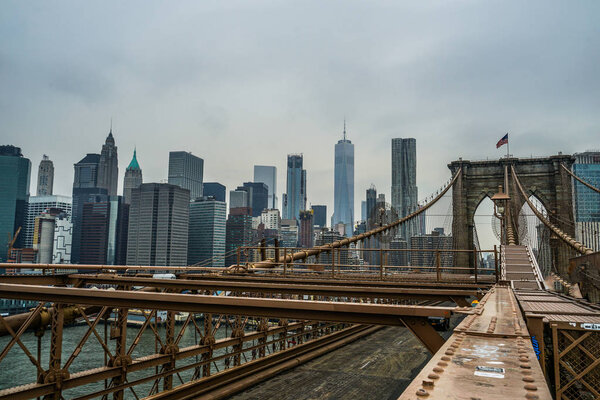 Brooklyn Bridge and the townscape of New York