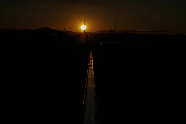 Canais Irrigação Crepúsculo — Fotografia de Stock