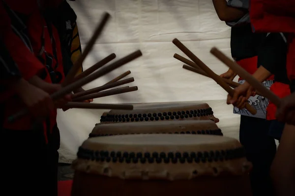 Obrázky Dětí Které Zasáhly Taiko — Stock fotografie