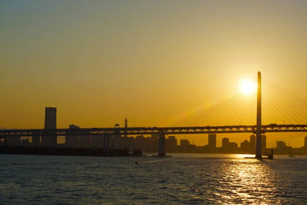 Puente Bahía Puesta Del Sol — Foto de Stock