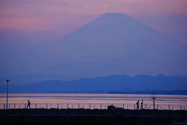 Reggeli Köd Fuji Hegy — Stock Fotó