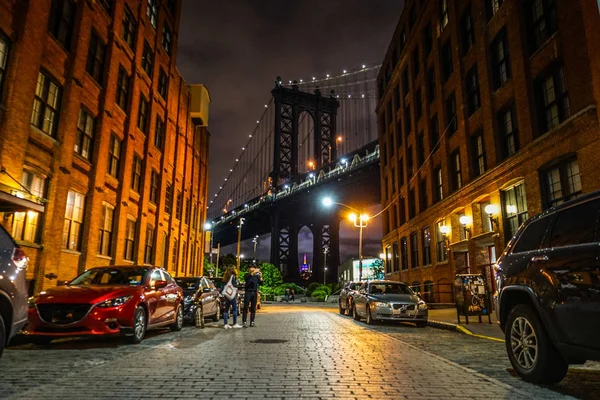 Noite Ponte Manhattan — Fotografia de Stock