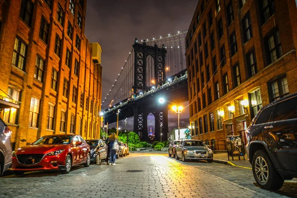 Noite Ponte Manhattan — Fotografia de Stock