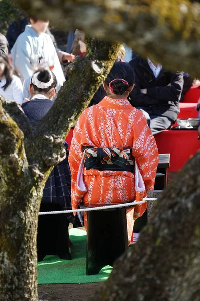 Επιλεκτική Εστίαση Γυναίκας Kimono — Φωτογραφία Αρχείου