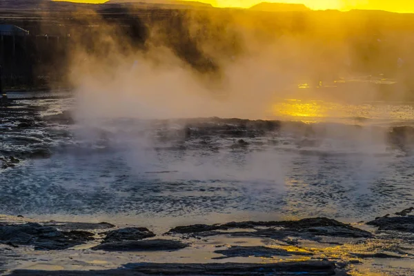 Geysir Gayzer Gün Doğumu Zlanda — Stok fotoğraf