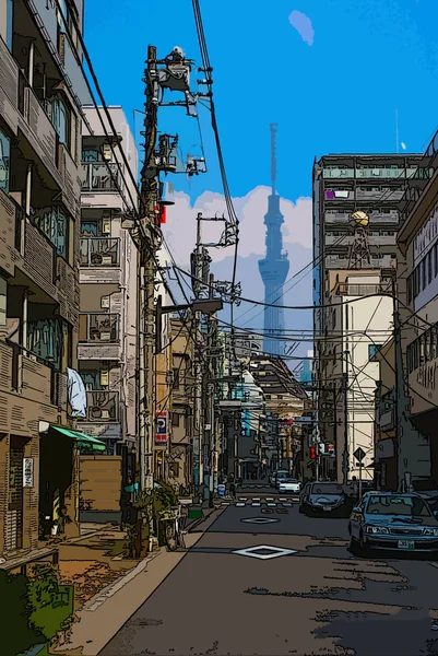 Paesaggio Urbano Con Sky Tree — Foto Stock