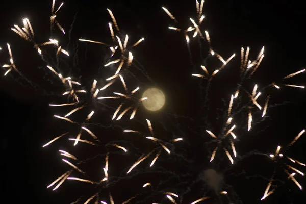 Fireworks Moon — Stock Photo, Image