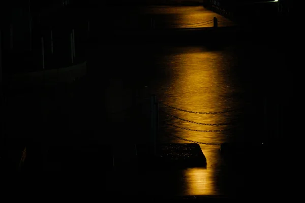 Moonlight Reflected Surface Water — ストック写真