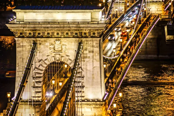 Szechenyi Chain Bridge night view (Budapest, Hungary)