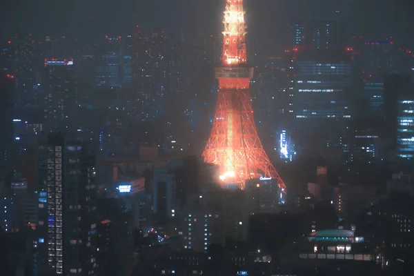 Tokyo Tower Paesaggio Urbano Avvolto Nella Nebbia — Foto Stock